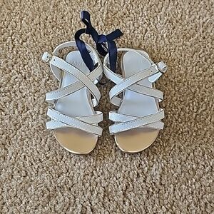 Janie and Jack White Metallic Trim Sandal Size 5